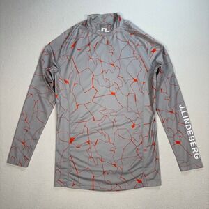 J.Lindeberg Aello Soft Compression Baselayer Mens M Gray Geometric Golf Spellout